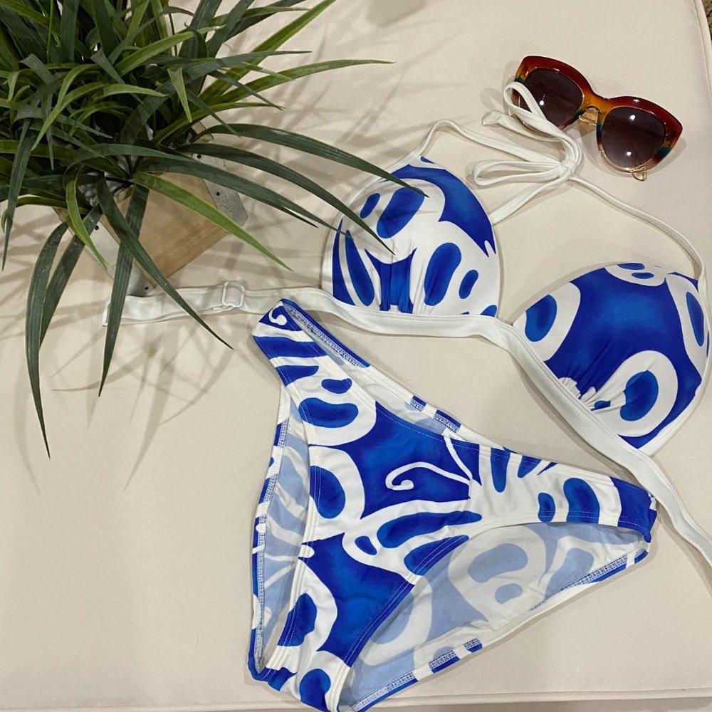 VENUS Blue & White Halter Top and Bottom